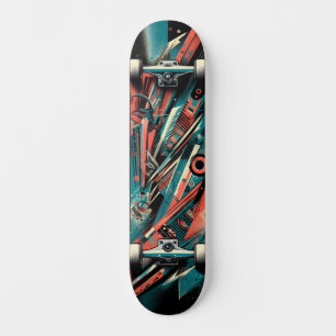 Retro-Futuristic Tech Street Art Skateboard 37