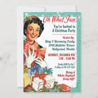 Retro  Gal Christmas Party Invite - Oh What Fun!