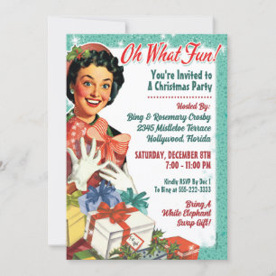 Retro  Gal Christmas Party Invite - Oh What Fun!