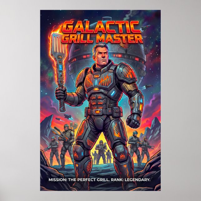 Retro Galactic Grill Master Sci-Fi Parody Poster (Front)