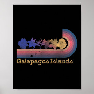 Retro Galapagos Islands Tropical Flowers 80's Styl Poster