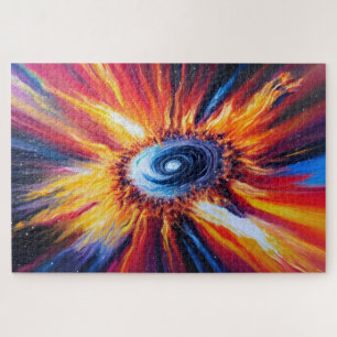 Retro Galaxy Explosion Universe Big Bang Fiery Jigsaw Puzzle
