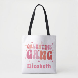 Retro "Galentine's Gang" Custom Name Tote Bag