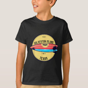 Retro Galveston Island Beach Texas Beach Surfing T-Shirt