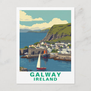 Retro Galway Ireland Travel Art Postcard