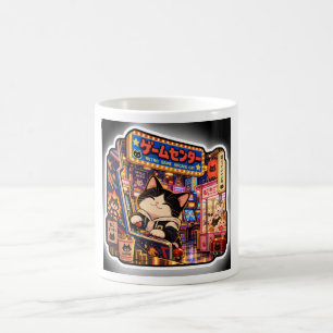 Retro Game Arcade Cat Mug Japanese Arcade Night