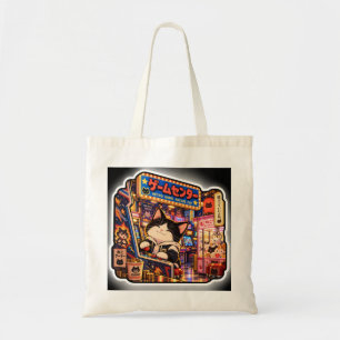 Retro Game Arcade Cat Tote Bag   Japanese Arcade N
