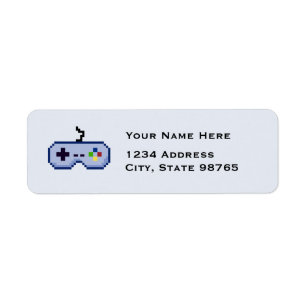 Retro Game Controller Return Blue Address Labels