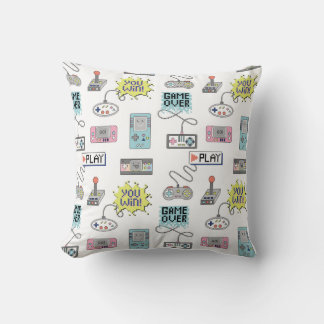 Retro Game Controllers: Colourful Seamless Pattern Cushion