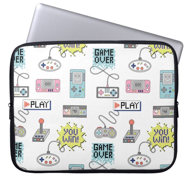 Retro Game Controllers: Colourful Seamless Pattern Laptop Sleeve (Front)