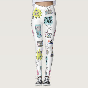 Retro Game Controllers: Colourful Seamless Pattern Leggings