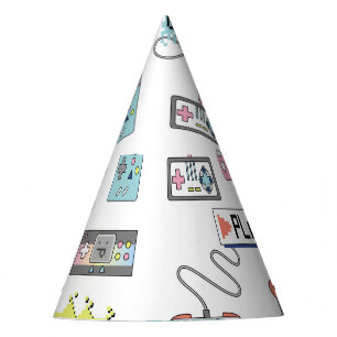 Retro Game Controllers: Colourful Seamless Pattern Party Hat