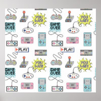 Retro Game Controllers: Colourful Seamless Pattern