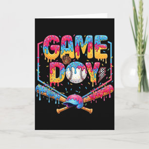 Retro Game Day Baseball Ice Cream Drip Gift For Me Card