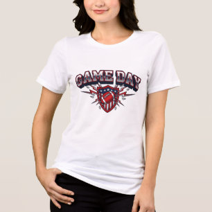 Retro Game Day Football Lightning Shield Patriotic Tri-Blend Shirt