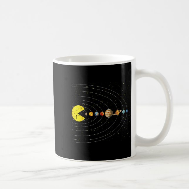 Retro Game Eating Planets Space Galaxy Gaming Boys Coffee Mug (Right)