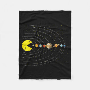 Retro Game Eating Planets Space Galaxy Gaming Boys Fleece Blanket