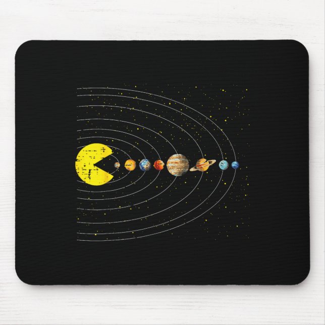 Retro Game Eating Planets Space Galaxy Gaming Boys Mouse Mat (Front)