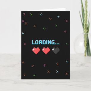 Retro Game Loading Hearts Card