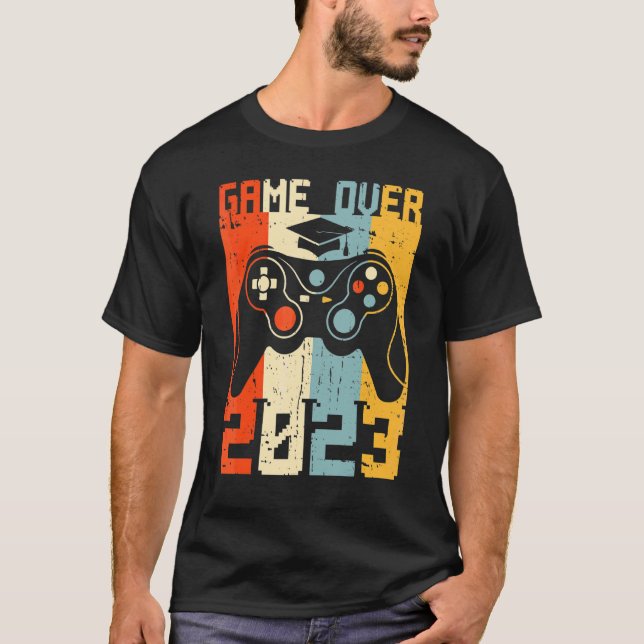 Retro Game Over Class Of 2023 Graduation Game Cont T-Shirt (Front)