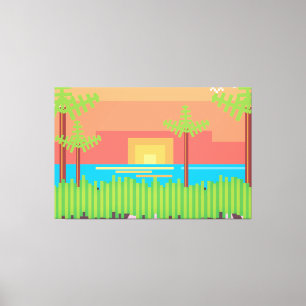 Retro Game - Tropical Sunset Canvas Print