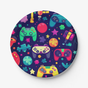 Retro Gamer Arcade Birthday Party Paper Plate