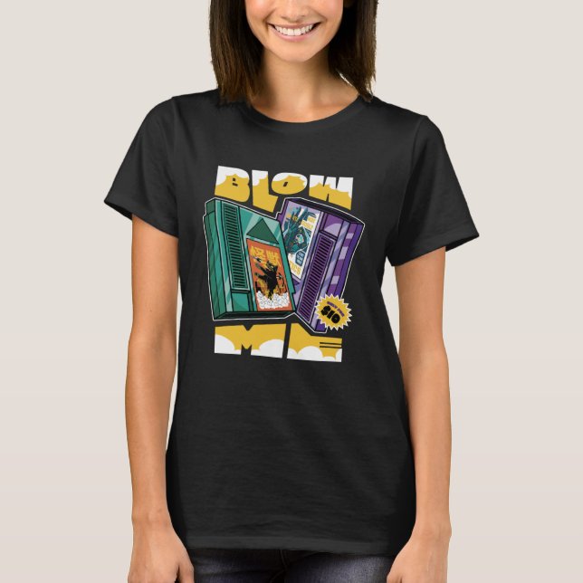 Retro Gamer  Blow Me Gaming Cartridge Humour T-Shirt (Front)