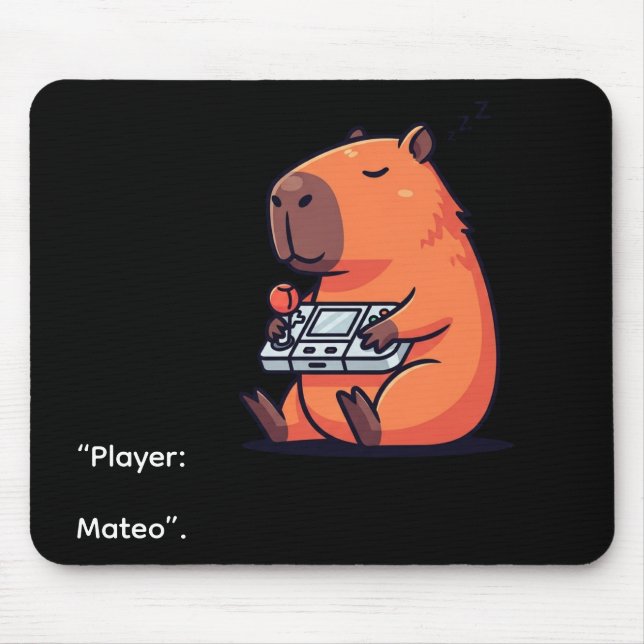 Retro Gamer Capybara Mousepad – Old School Vibes (Front)