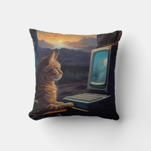 Retro Gamer Cat   8-Bit Pixel Art Gaming Cushion