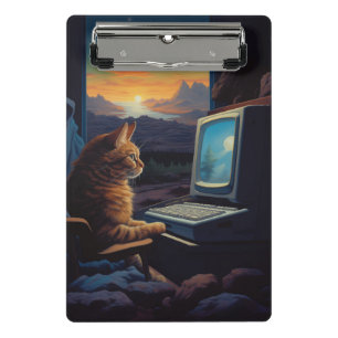 Retro Gamer Cat   8-Bit Pixel Art Gaming Mini Clipboard