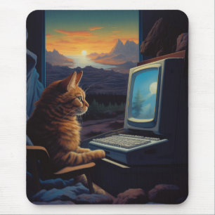 Retro Gamer Cat   8-Bit Pixel Art Gaming Mouse Mat