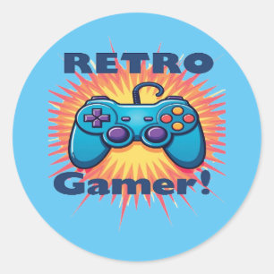 Retro Gamer Controller Design for Classic Gaming Round Sticker