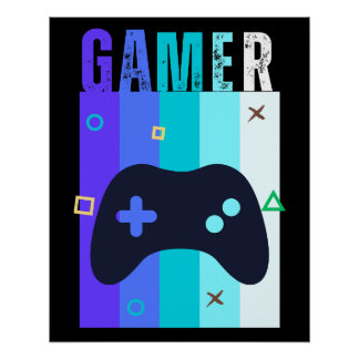 retro gamer controller video game poster