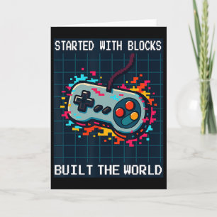 Retro Gamer Design For Men Started With Blocks Bui Card