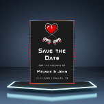 Retro Gamer Gaming Lovers Geek Funny Nerdy Simple  Save The Date<br><div class="desc">Surprise your guests with these fun Save the Date cards featuring romantic gaming illustration. Easily add your info by clicking on the "personalise this template" option.</div>