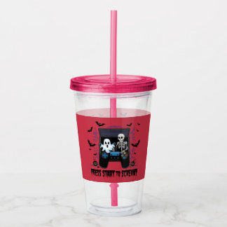 Retro Gamer Halloween - Skeleton Arcade Machine Acrylic Tumbler