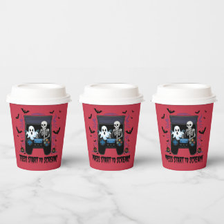 Retro Gamer Halloween - Skeleton Arcade Machine Paper Cups