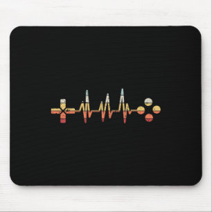 Retro Gamer Heartbeat For Video Game Lovers Gaming Mouse Mat