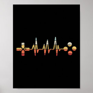 Retro Gamer Heartbeat For Video Game Lovers Gaming Poster