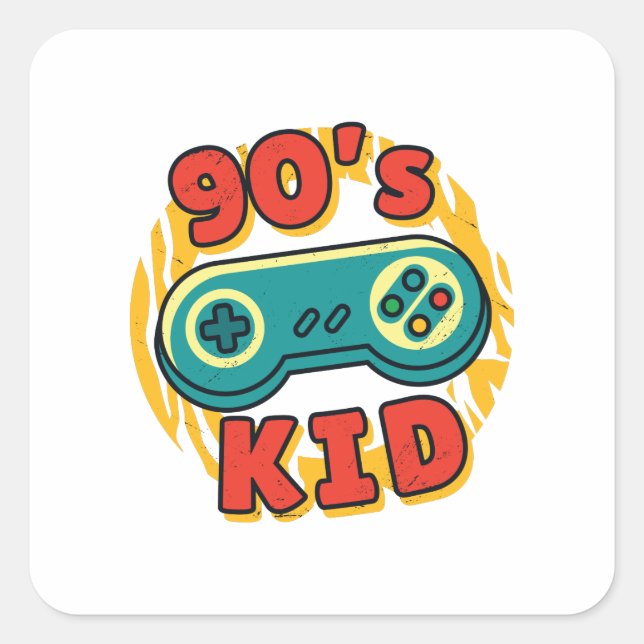 Retro Gamer Joystick Gift For 90s Gamer Kids Square Sticker (Front)