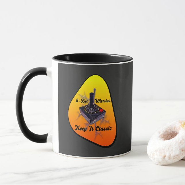 Retro Gamer Legend – 8-Bit Joystick Classic Mug (With Donut)