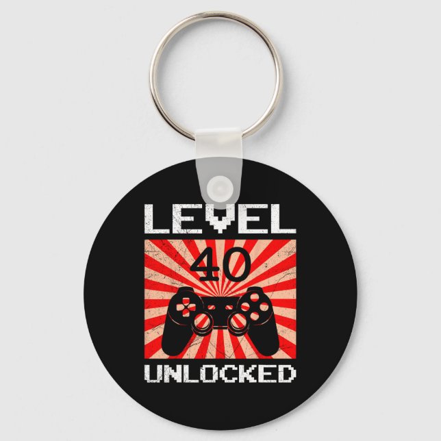 Retro Gamer Level 40 Unlocked Controller B-day Vid Key Ring (Front)