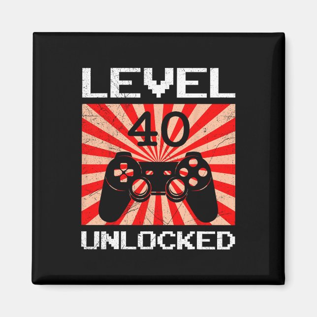 Retro Gamer Level 40 Unlocked Controller B-day Vid Magnet (Front)