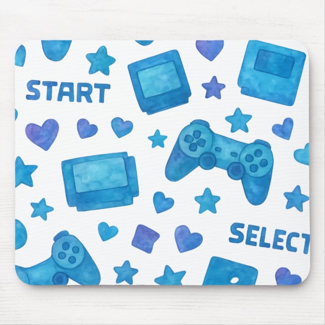 Retro Gamer Mouse Pad – Blue Video Game Controller (Front)