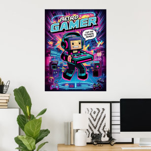 Retro Gamer Robot Poster