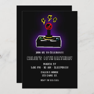 Retro Gamer Video Game Joystick Controller Party Invitation