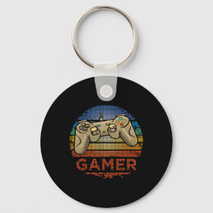 Retro Gamer Video Game Player Boys Girls Teen Kids Key Ring
