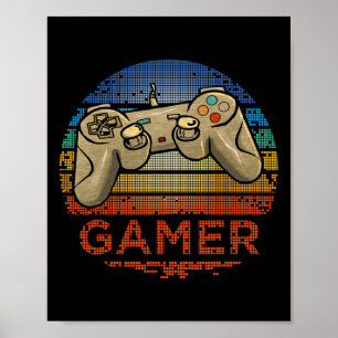 Retro Gamer Video Game Player Boys Girls Teen Kids Poster