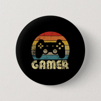 Retro Gamer Video Game Player Boys Teens Men  6 Cm Round Badge