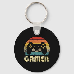 Retro Gamer Video Game Player Boys Teens Men  Key Ring